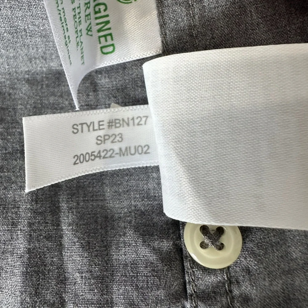 J. Crew Slim Secret Wash Neutral Preppy Minimalist Shirt Mens L Gray Cotton NWT